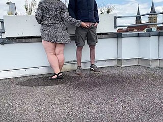 Gorgeous pissing mother-in-law helps son-in-law piss vulnerable the parking to each